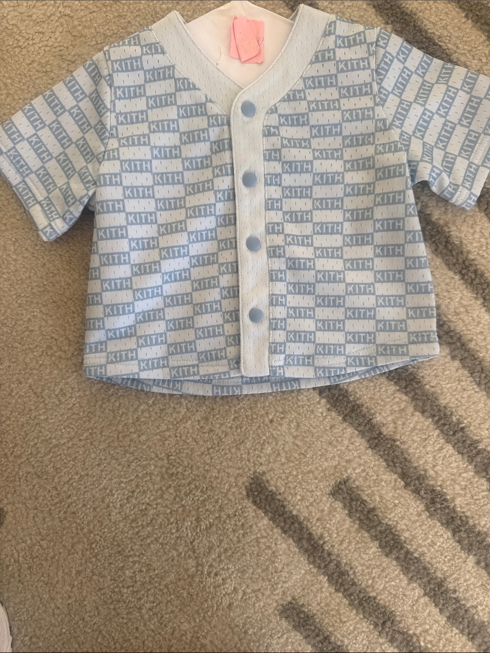 Kith Light Blue and White Logo Button-Front Kids Shirt